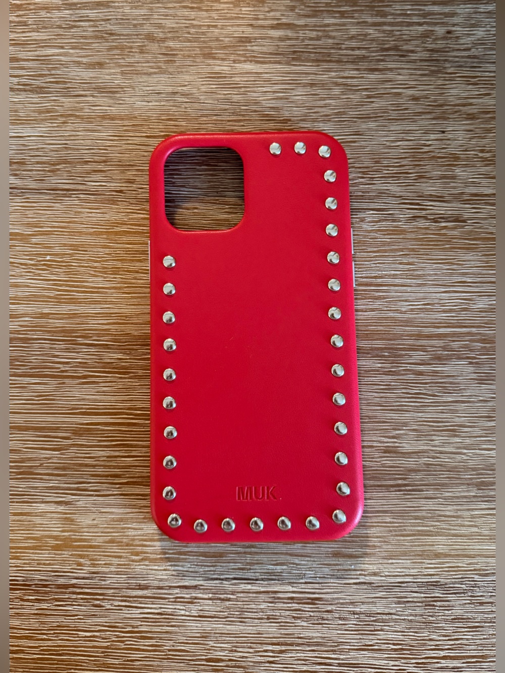 Red Studded Leather Phone Case - Red